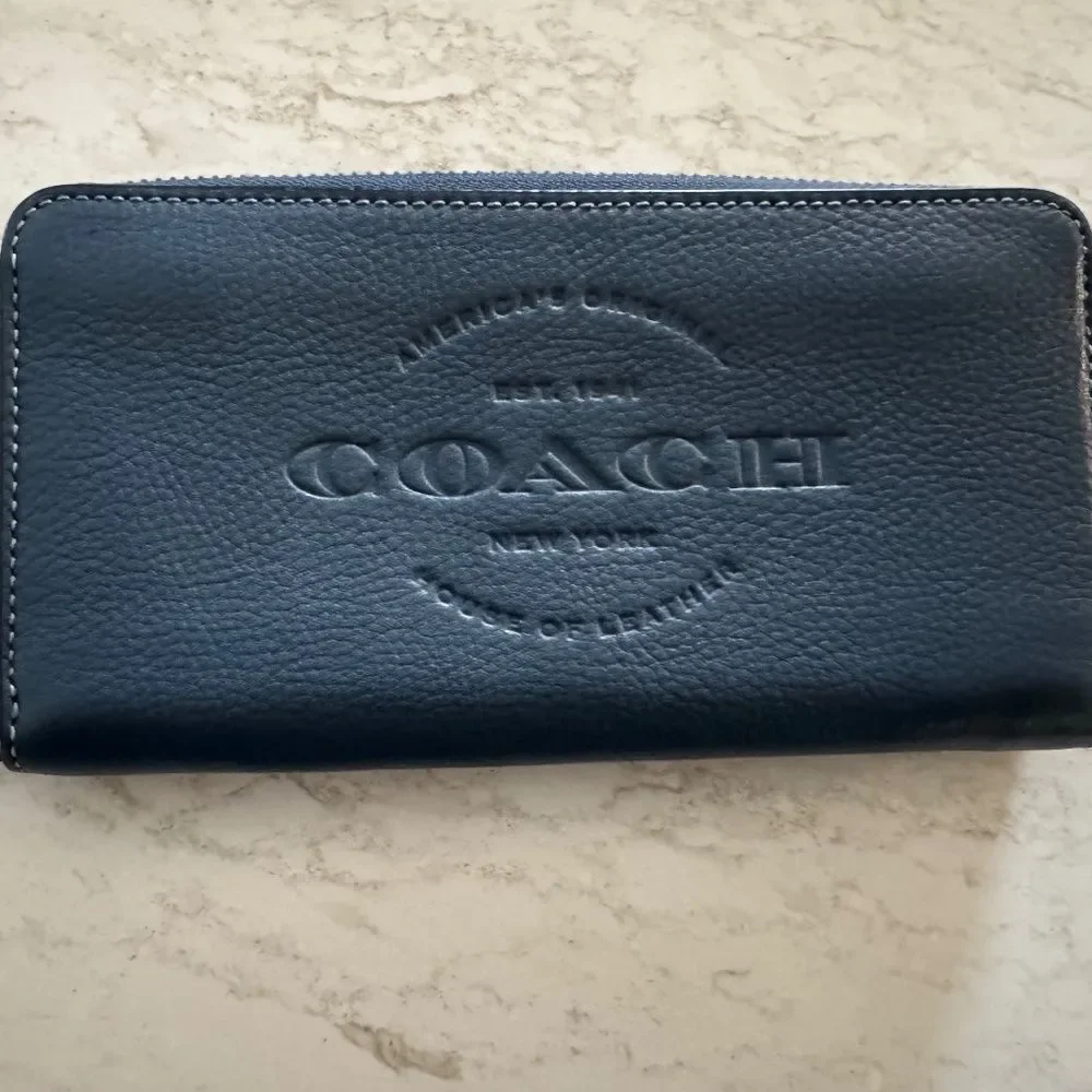 Coach Deep Blue Accordion Long Wallet